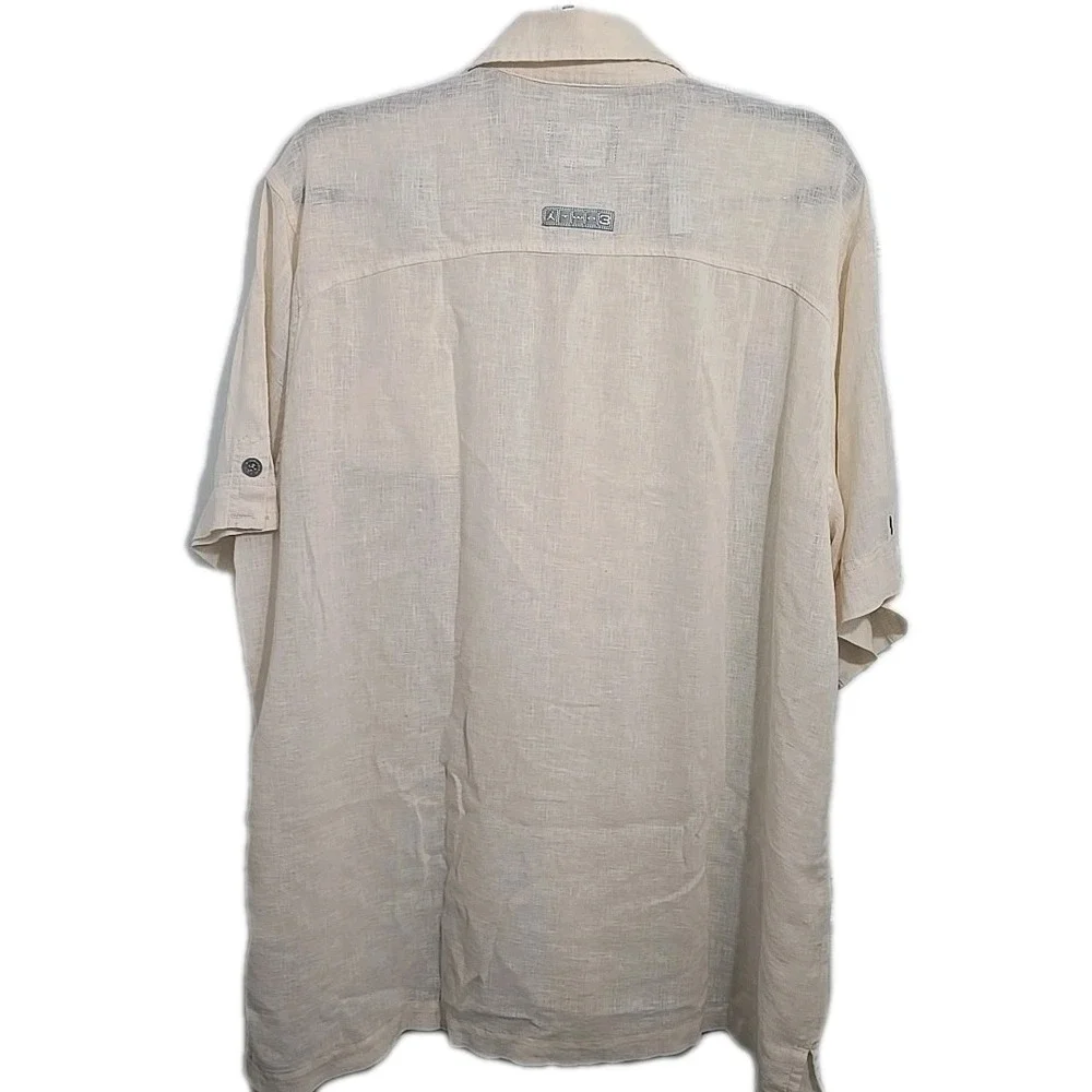 Michael Jordan Two3 Linen Blend Button‎ Up Ivory Beige Shirt Men's Size XL
